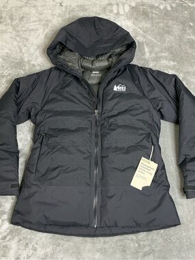 REI Co-Op Stormhenge 850 Down Hybrid Jacket Women’s Medium full zip hooded NWT